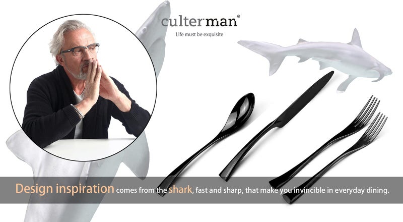 Culterman 20 Piece Black Flatware Silverware Cutlery Sets,unique modern look,Home & Kitchen Stainless Steel Dinnerware/Tableware/Utensils Set For 4,Include Knives/Forks/Spoons Dishwasher Safe - Image 2